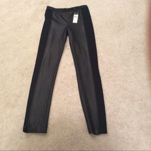Faux leather stretch pants